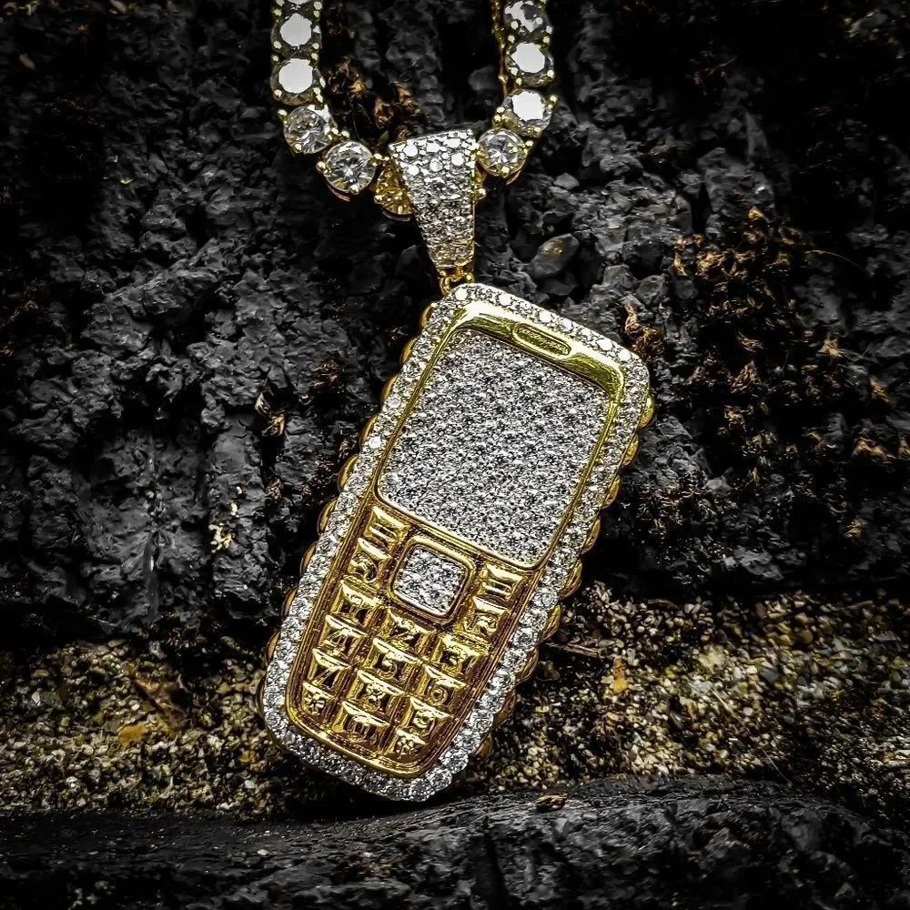 Lab Diamond Throwaway Phone Necklace Set - Picture 3 of 4